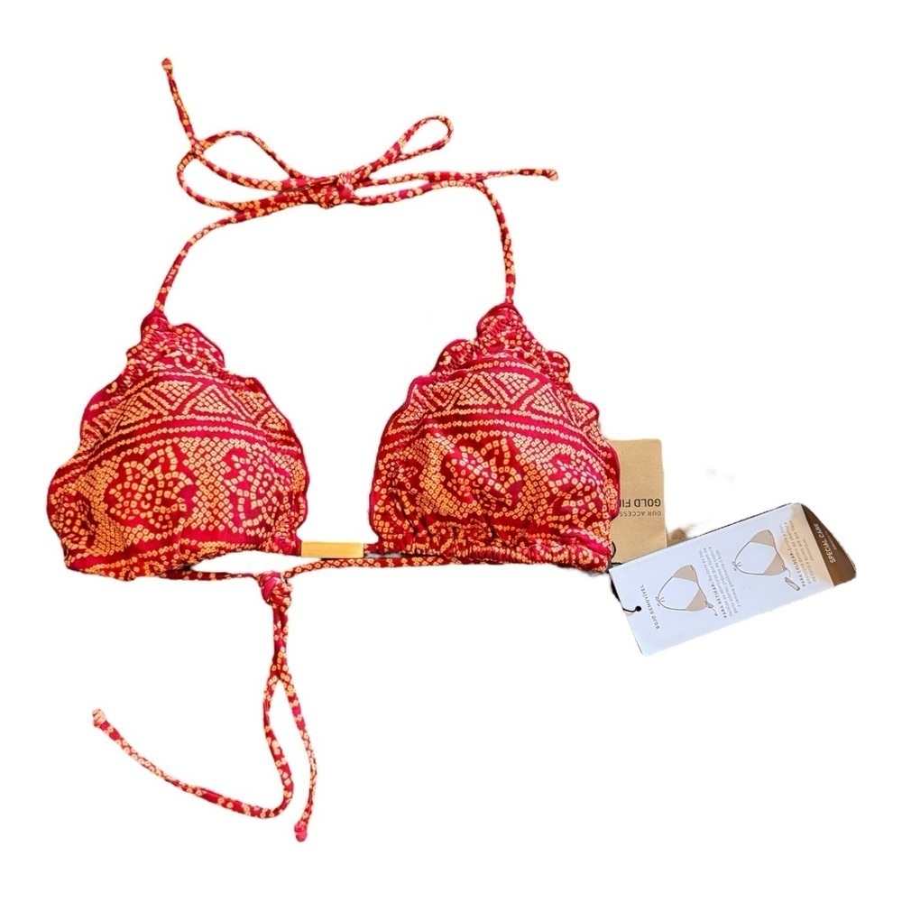 Vix Ripple Tri Top Bikini Top in Bandhani Red NWT